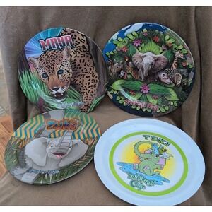 Rainforest Café Melamine Plates 10" Set Of 4 Animals Elephants Maya Tuki
